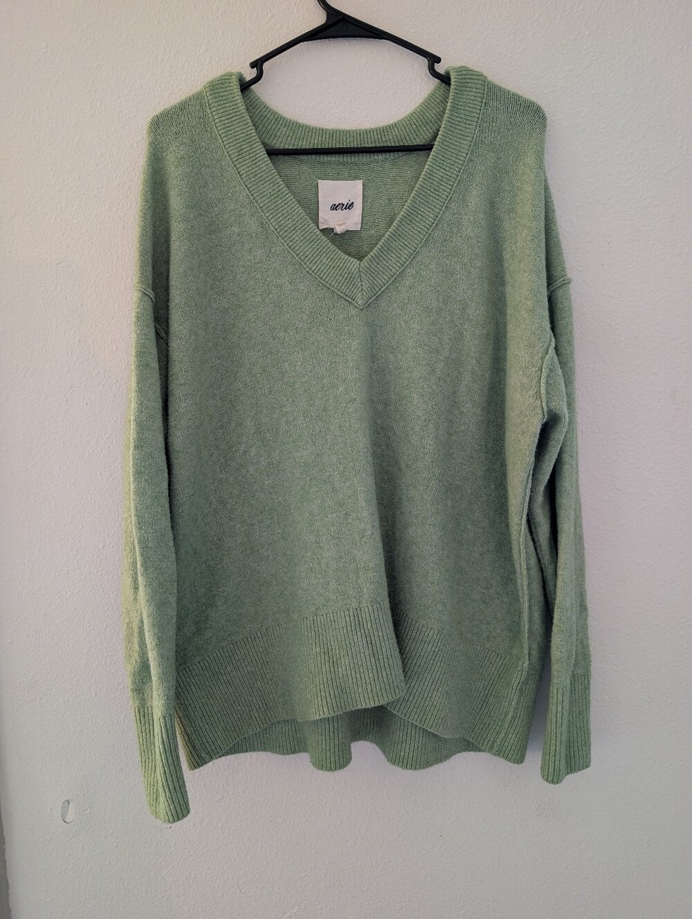 aerie Sage Green V-Neck Sweater